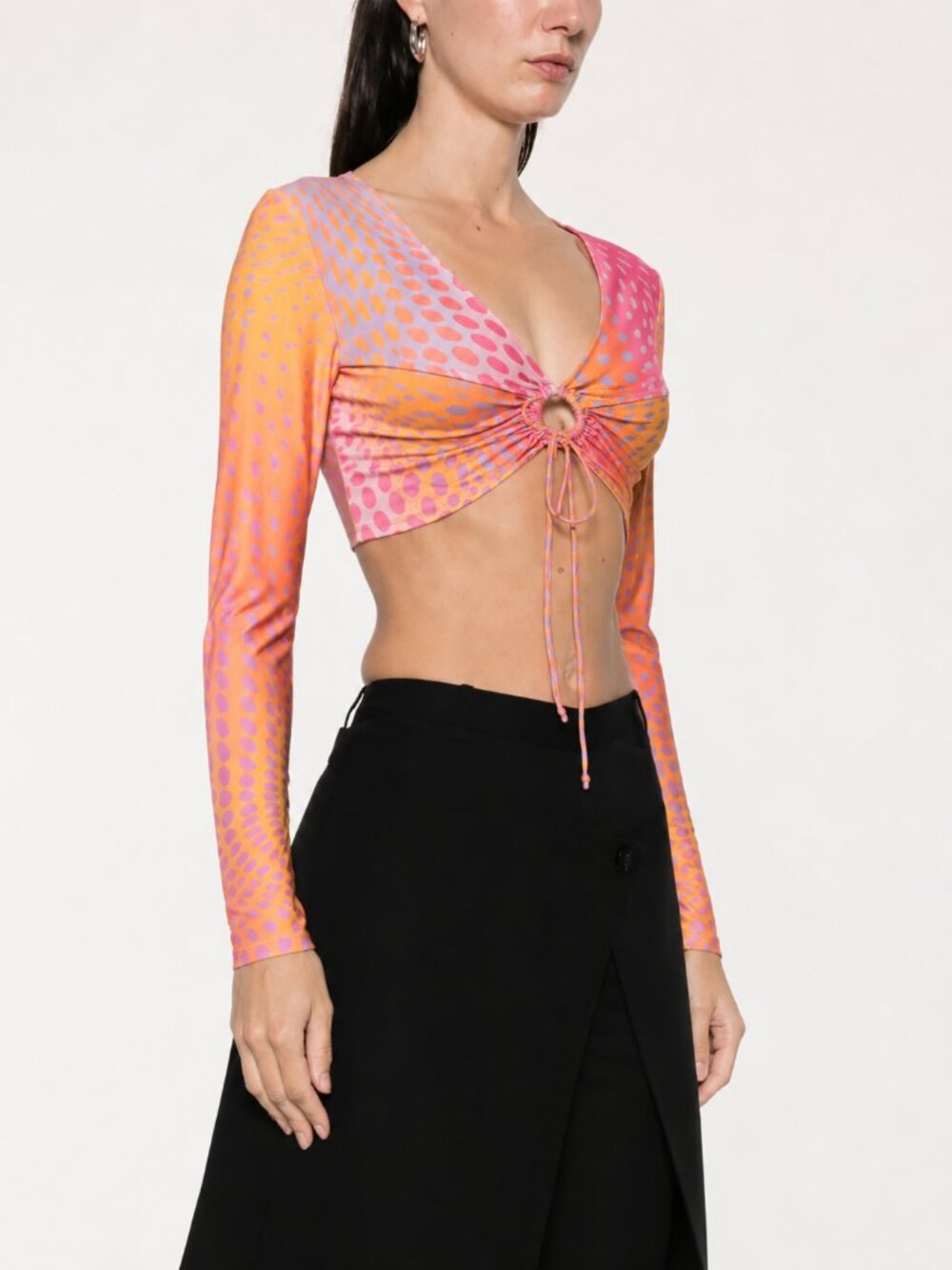 H&M Divided Cut Out Crop Top Pink Combo Curvy Large NWT
